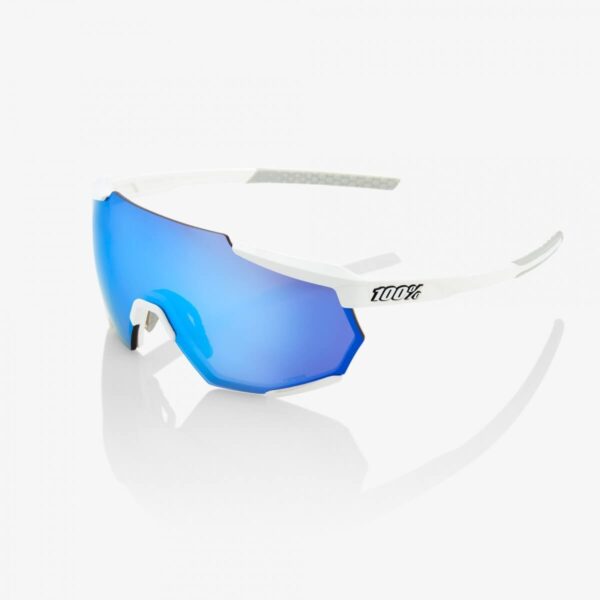 100% Racetrap Matte White Brille - Hyper Blue Multilayer Mirror Lens Fahrradbrillen