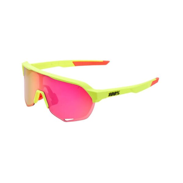 100% S2 Brille - Matt verwaschenes Neongelb - Spiegelgläser Fahrradbrillen