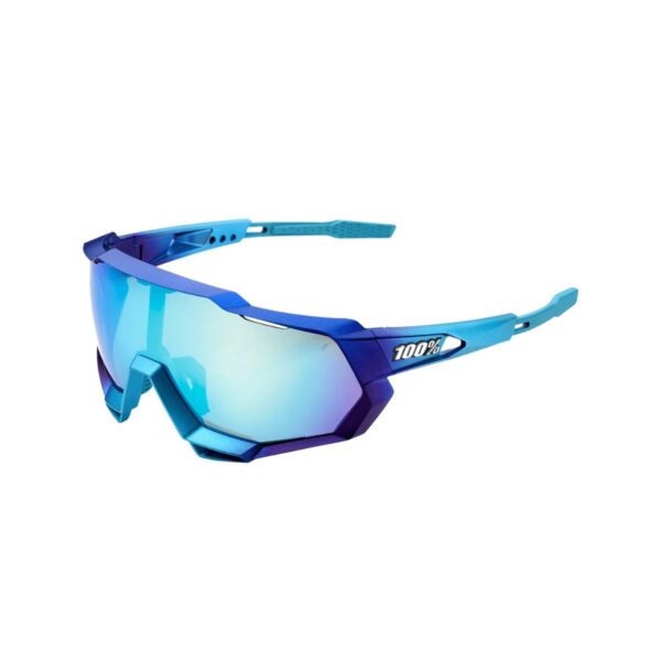100% Speedtrap Matte Metallic in die Fade-Brille - Topaz Blue Multilayer-Objektive Fahrradbrillen