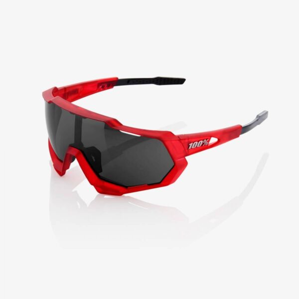 100% Speedtrap matte rote und schwarze Brille mit schwarzer Spiegellinse Fahrradbrillen