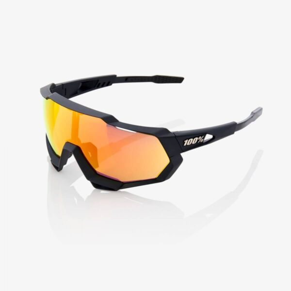 100% Speedtrap Soft Tact Brille schwarz / rot Spiegellinse HD Multilayer Fahrradbrillen