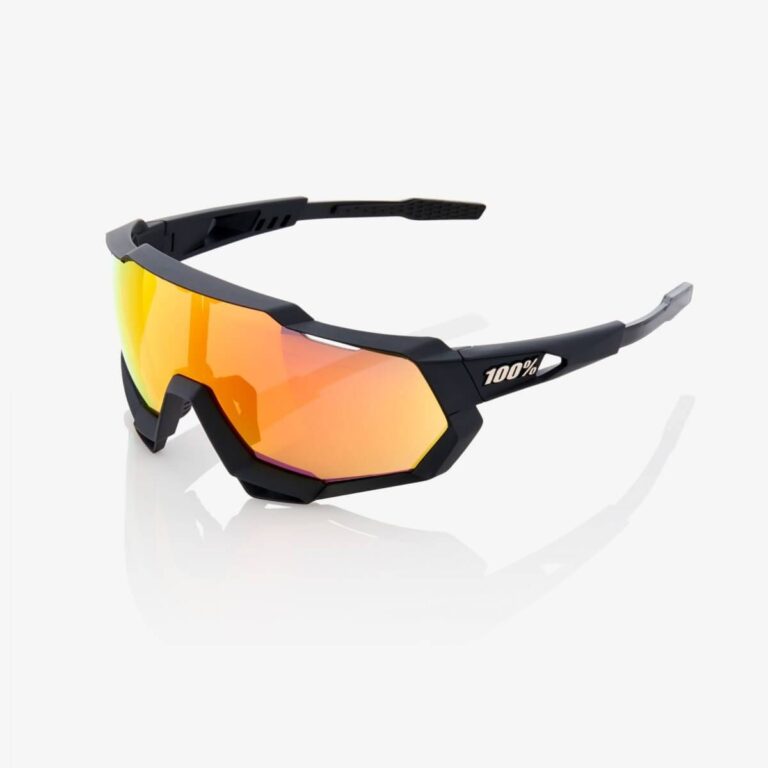 100% Speedtrap Soft Tact Brille schwarz / rot Spiegellinse HD Multilayer Fahrradbrillen