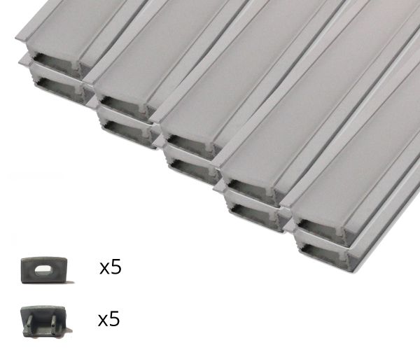 10er Set AL-02EB Einbauprofil inkl. Abdeckung und Endkappen