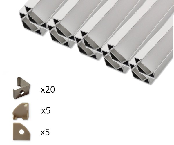 10er Set AL-09EC Eckprofil inkl. Abdeckung