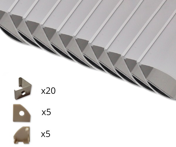 10er Set AL-205EC Eckprofil inkl. Abdeckung