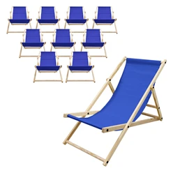 10er Set Liegestuhl klappbar Dunkelblau Holz verstellbare Rückenlehne bis 120 kg Sonnenliege Gartenliege Strandliege 4105