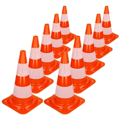 10er Set Verkehrskegel Pylone Warnkegel Verkehrshütchen 47 cm Orange/Weiß 8278