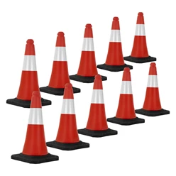 10er Set Verkehrsleitkegel Verkehrshütchen Pylone reflektierend beschwert 51cm Rot/Weiß mit schwerem Fuß 8278