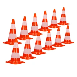 12er Set Verkehrskegel Pylone Warnkegel Verkehrshütchen 47 cm Orange/Weiß 8278