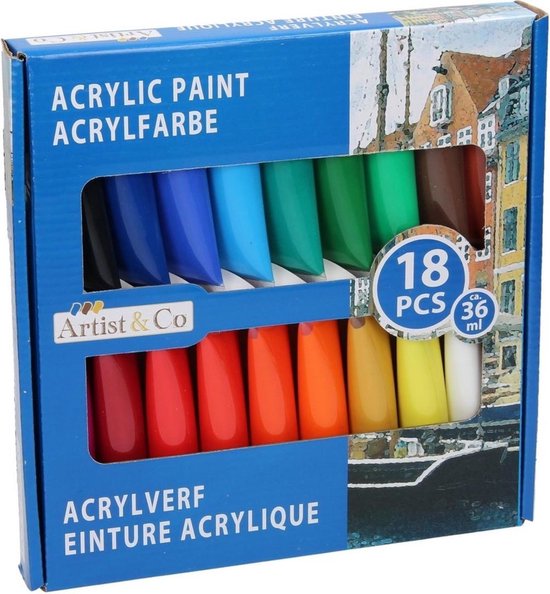 18-teiliges Acrylfarben-Set Hobby & Sport