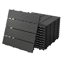 1m² 11 Stück WPC Terrassenfliesen 30x30 cm Anthrazit in Holzoptik Balkon Bodenbelag mit Drainage und Klicksystem Terrassendielen Balkonfliesen 7136
