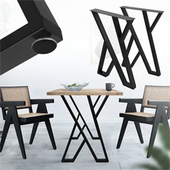 2 Stück Tischbeine B50xH71 cm Tischkufen X-Form Stahl pulverbeschichtet Schwarz ML-Design 6911