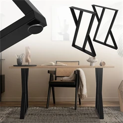 2 Stück Tischbeine B50xH71 cm Tischkufen X-Form Stahl pulverbeschichtet Schwarz ML-Design 6911