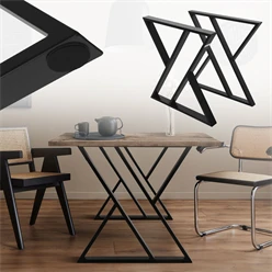 2 Stück Tischbeine B69xH72 cm Tischkufen X-Form Stahl pulverbeschichtet Schwarz ML-Design 6911