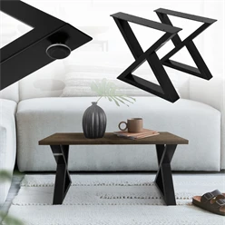 2 Stück Tischbeine Bankkufen B43xH40 cm Tischkufen X-Form aus Stahl pulverbeschichtet Schwarz ML-Design 6911