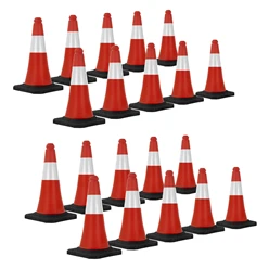 20er Set Verkehrsleitkegel Verkehrshütchen Pylone beschwert 51cm Rot/Weiß mit schwerem Fuß 8278
