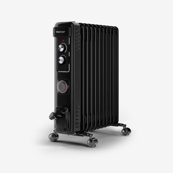 2500W kompaktes Ölgefüllungskühler mit 11 Flossen und Thermostatkontrolle - Schwarz Heizungen