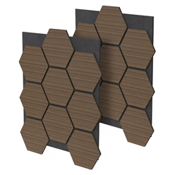 2er Set Akustikpaneele für 1m² Braun Wandpaneele Hexagon Schallabsorber Schalldämmung ML-Design 7053