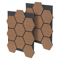 2er Set Akustikpaneele für 1m² Teak Wandpaneele Hexagon Schallabsorber Schalldämmung ML-Design 7053