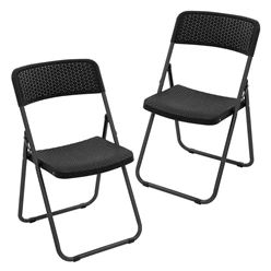 2er Set Balkonstuhl Klappbar Rattanoptik Schwarz Bistrostuhl Gartenstuhl 3358