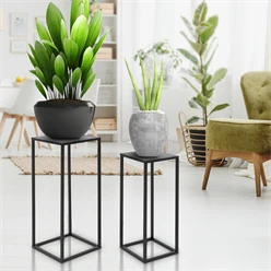2er Set Blumenständer Schwarz aus pulverbeschichtet Metall ML-Design 721