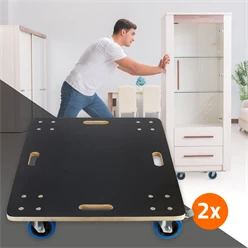 2er Set Rollbrett Möbelroller 60 x 80 cm aus Multiplex mit Feststellbremsen Tragkraft 800 kg 126