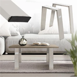 B-Ware 2er Set Tischbeine / Bankkufen Loft 44x42 cm Silber Profil 8x2cm Stahl Industriedesign U-Form Metall Tischgestell scandic ML-Design 6911