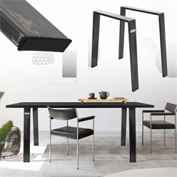 2er Set Tischbeine Loft 75x72 cm Profil 8x2cm aus Stahl U-Form ML-Design 6911