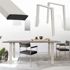 2er Set Tischbeine Loft 75x72 cm Silber Profil 8x2cm aus Edelstahl U-Form ML-Design 6911