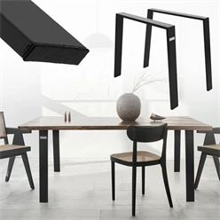 2er Set Tischbeine Loft 90x72 cm Schwarz Profil 8x2 cm aus Stahl U-Form ML-Design 6911