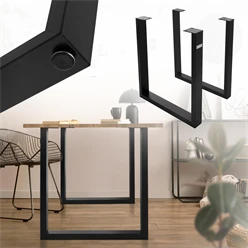 2er Set Tischgestell B70xH74 cm in U-Form Metall Schwarz ML-Design 6911