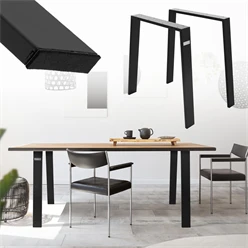 2er Set Tischkufen Loft 75x72 cm Schwarz Profil 8x2 cm aus Stahl U-Form ML-Design 6911
