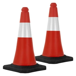 2er Set Verkehrsleitkegel Verkehrshütchen Pylone beschwert 51cm Rot/Weiß mit schwerem Fuß 8278