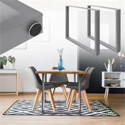 2x Tischbeine Tischkufen aus Vierkantprofilen 60x72 cm Grau pulverbeschichtete Stahl 6911