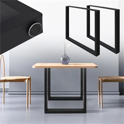 2x Tischbeine Tischkufen aus Vierkantprofilen 60x72 cm Schwarz pulverbeschichtete Stahl 6911