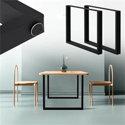 2x Tischbeine Tischkufen aus Vierkantprofilen 80x72 cm Schwarz pulverbeschichtete Stahl 6911