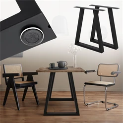 2x Tischbeine Trapez Design 60x72 cm Schwarz pulverbeschichtete Stahl Tischgestell für Esstisch Schreibtisch 6911