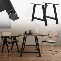 2x Tischkufen A-Form 70x72 cm Schwarz aus pulverbeschichtetem Stahl Tischgestell für Esstisch und Schreibtisch 6911