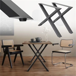 2x Tischkufen X-Design 60x72 cm Anthrazit pulverbeschichtete Stahl Tischgestell für Esstisch & Schreibtisch 6911