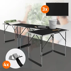 3-teilig Tapeziertisch klappbar 100x60 cm Schwarz bis 30kg belastbar 4080