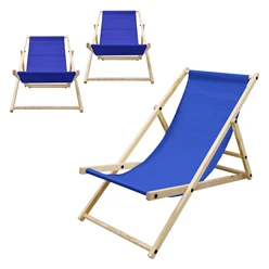 3er Set Liegestuhl klappbar Dunkelblau Holz verstellbare Rückenlehne bis 120 kg Sonnenliege Gartenliege Strandliege 4105