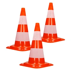 3er Set Verkehrskegel Pylone Warnkegel Verkehrshütchen 47 cm Orange/Weiß 8278
