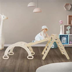 3in1 Kletterdreieck mit Rutsche & Kletterbogen aus Holz von Joyz 1253