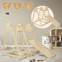 3in1 Klettergerüst Set Indoor mit 2x Kletterleiter aus Holz Joyz 1253