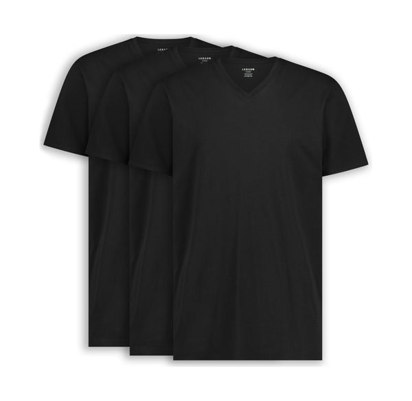 3x LebasQ Fit T-Shirts - Schwarz - V-Ausschnitt - Regular Fit - Größe S - 180g/m² Kleidung