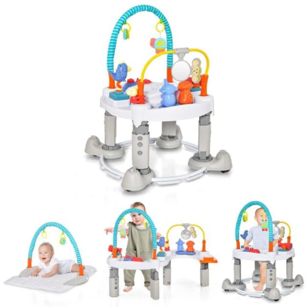 4 in 1 Babyspielplatz mit 3 verstellbaren Höhen & 3 Modi/Musik/Spielzeug 360Â° drehbarer Sitz für Babys von 0-2 Jahren Wohnen & Kochen