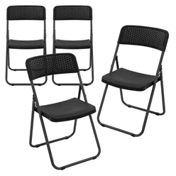 4er Set Balkonstuhl Klappbar Rattanoptik Schwarz Bistrostuhl Gartenstuhl 3358