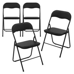 4er Set Balkonstuhl Klappbar Schwarz PU-Lederbezug Bistrostuhl Gartenstuhl 3358