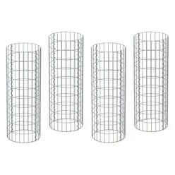 4er Set Gabione Säule rund Ø 35x100 cm Maschenweite 5x10 cm aus verzinktem Stahldraht 502983