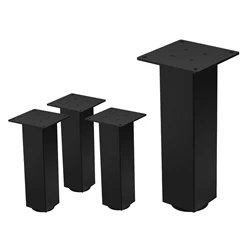 4er Set Tischbeine I-Design 30 cm Schwarz glänzend aus pulverbeschichtetem Stahl eckig Profil 8x8 cm Höhenverstellbare Möbelfüße 1-4 cm ML-Design 6911